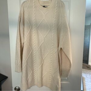 American Eagle Outfitters Ivory Diamond Knit Sweater Dress